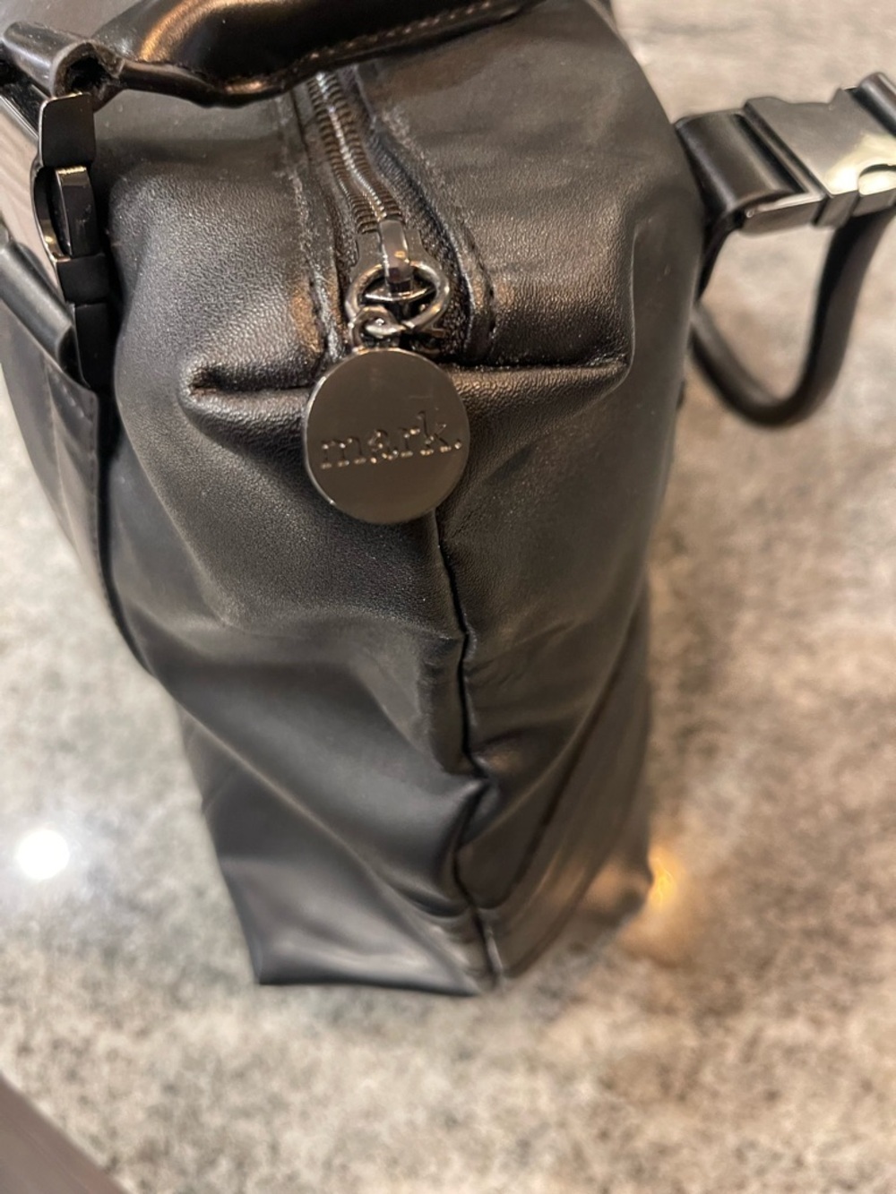 mark. Black Faux Leather Top-Handle Shoulder Bag - Picture 2 of 5